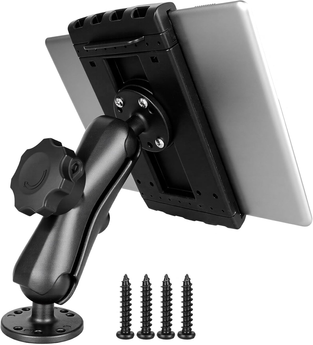 Aluminum Heavy-Duty Truck Tablet Mount for Truck, Drill Base Tablet Holder for 7.5''-10.2'' Tablets & iPad,(Dashboard/Boat/Commercial Use) with Quick-Release Lock.