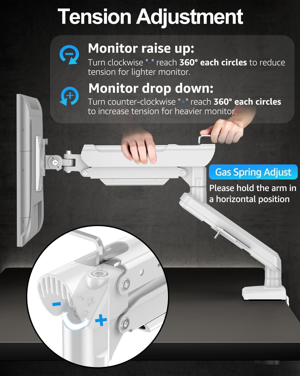 Single Monitor Arm Fits up to 32 Inch Computer Screens, Holds 4.4-22lbs, Full Motion Gas Spring Desk Mount, VESA 75x75, 100x100, Freelift Pro