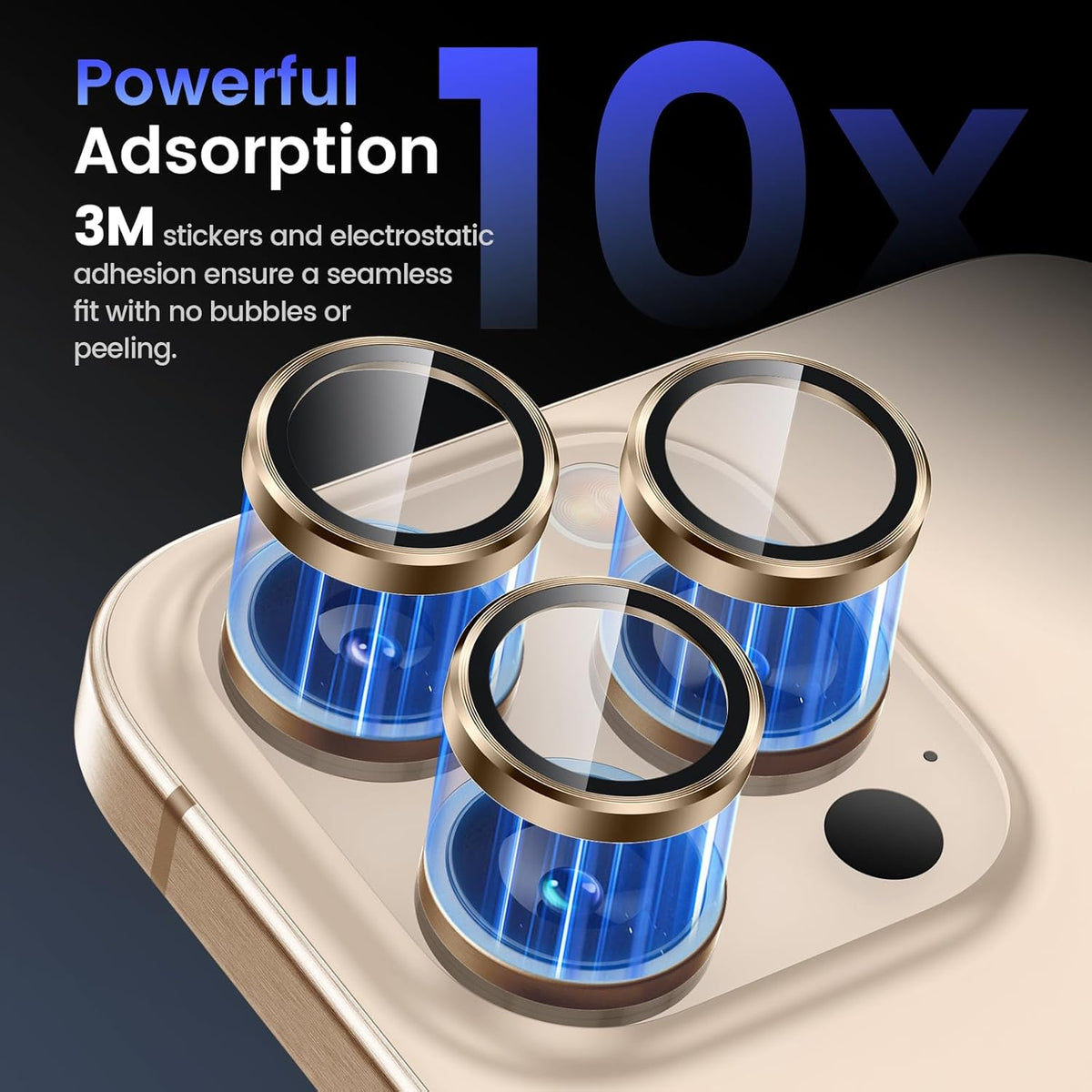 Tensea Camera Lens Protector Compatible for iPhone 16 Pro Max/16 Pro/14 Pro Max/14 Pro, Metal Aluminum Alloy Tempered Glass Cover Camera Screen Protector Accessories, Case Friendly