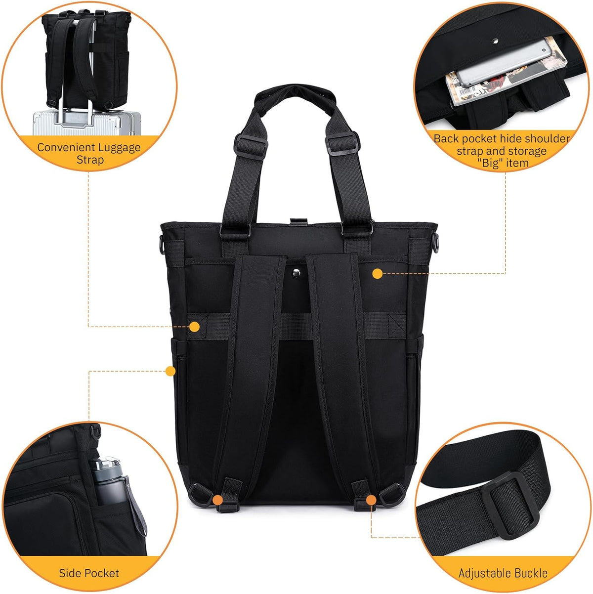Backpack Backpack, 15.6" mygreen Tokyo Tote Messenger Convertible Tote Bag and Fits Laptop