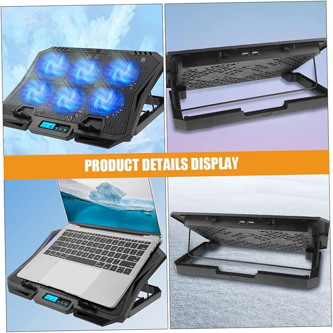 Laptop Cooling Pad with Variable Rate Fan 15.6-inch Silent Cooling Stand for Gaming and Office Laptops with Blue LED Light