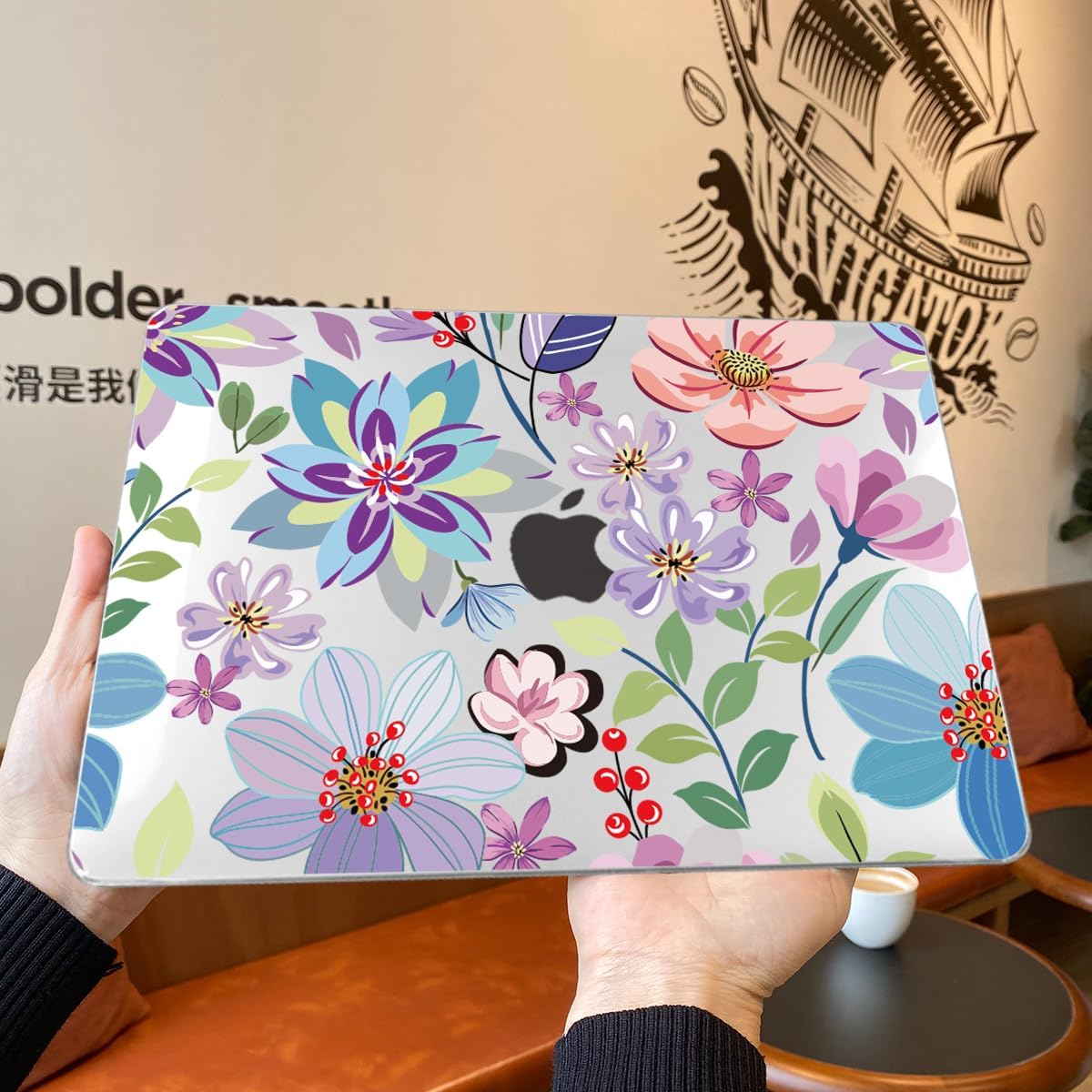 Teryeefi for MacBook Pro 14 inch Case M4 M3 M2 M1 (2025 2024 2022 2021 Release) Model A3112 A3185 A3401 A2918 A2992 A2779 A2442, PC Hard Shell+ Keyboard Cover +Type C Adapter, Pretty Flowers Clear-104