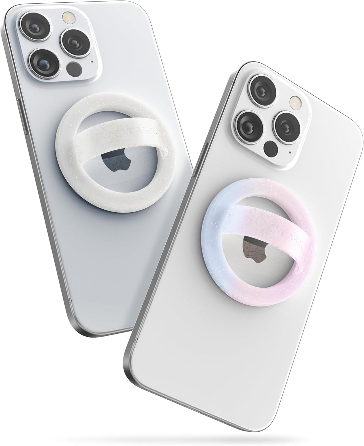 2-Pack Magnetic Phone Grip Holders Compatible with MagSafe, Soft-Touch Silicone Finger Loops for iPhone, Comfortable and Secure Fit (Clear Sparkle & Gradient Dream)