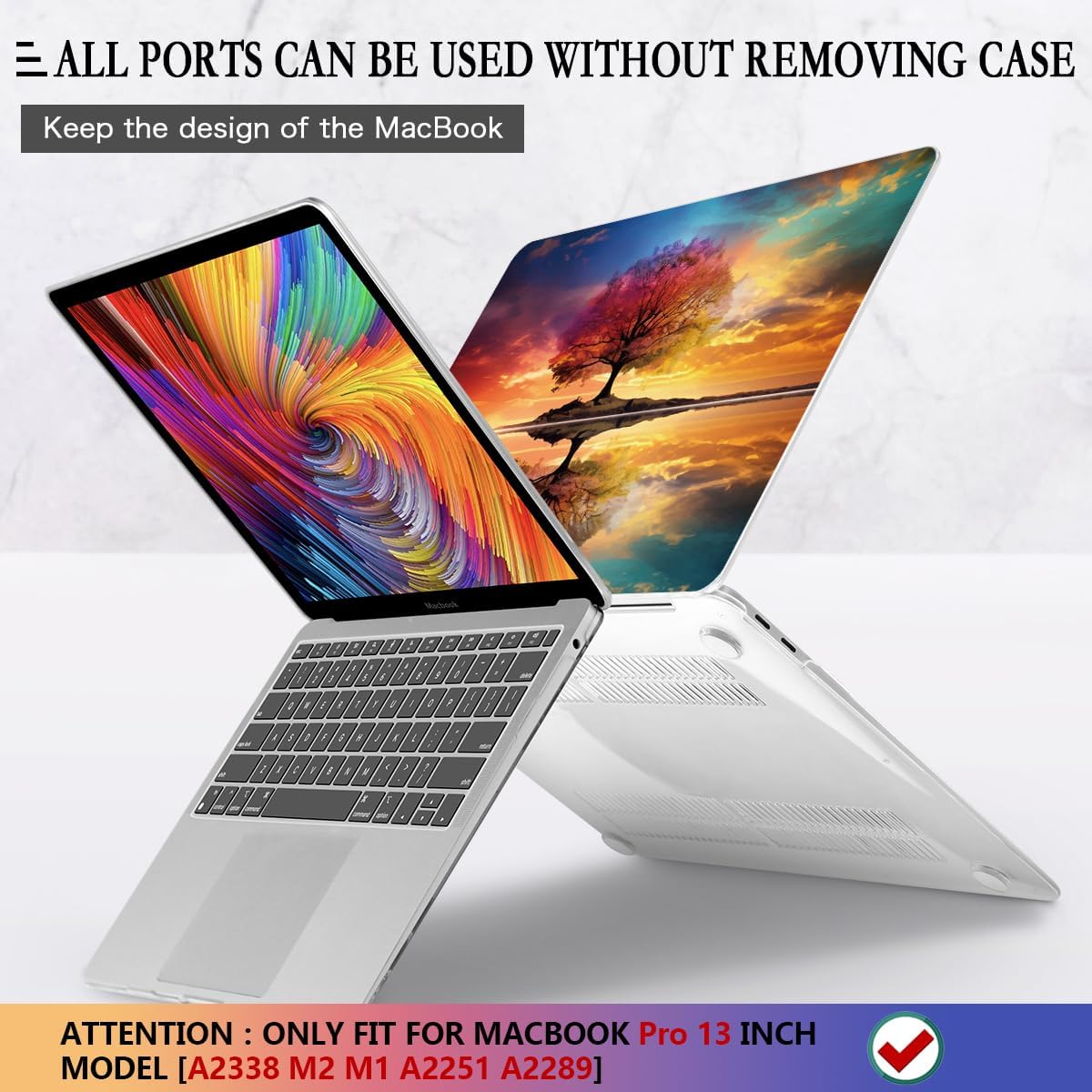 CISSOOK Compatible with MacBook Pro 13 inch Case 2025-2020 Release Model M2 M1 A2338 A2251 A2289, Protective Plastic Hard Shell Case Cover for MacBook Pro 13-inch with Touch Bar, Tree Landscape
