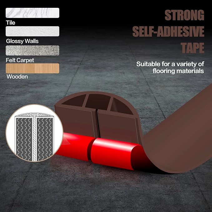 Floor Cord Cover Self Adhesive Cord Hider,10FT Cable Management, Extension Strip Protector for Wires, Prevent Cable Trips for Offices, Gyms, Exhibitions Cavity:0.51"(W) x 0.3"(H) Coffee