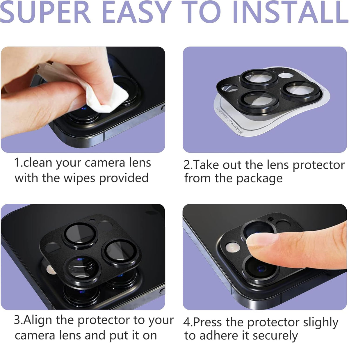 2 Pack Camera Lens Protector for iPhone 14 Pro/iPhone 14 Pro Max,[Not Easy to Breakn ] AR Tempered Glass Strong Adsorption Metal Camera Cover Screen-Black