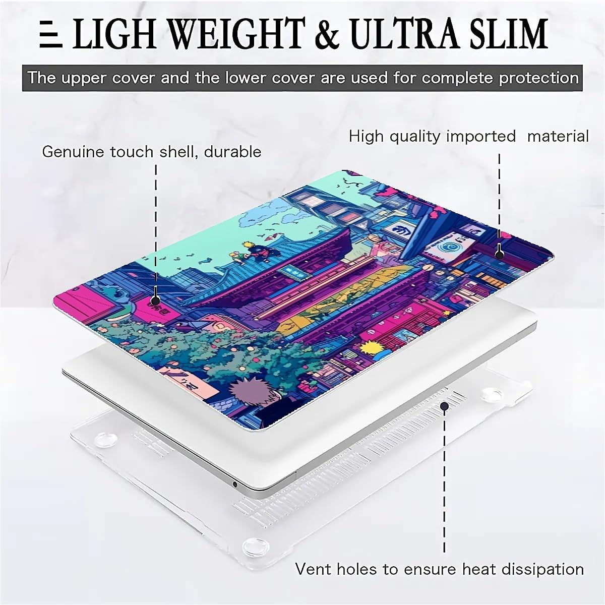 Compatible with MacBook Air 13.3 13.6 Inch Case 2022 2021 2020 2019 Plastic Hard Shell Case Cover,13.6 Air (A2681) M2 2022, Traditional Japanese Architecture
