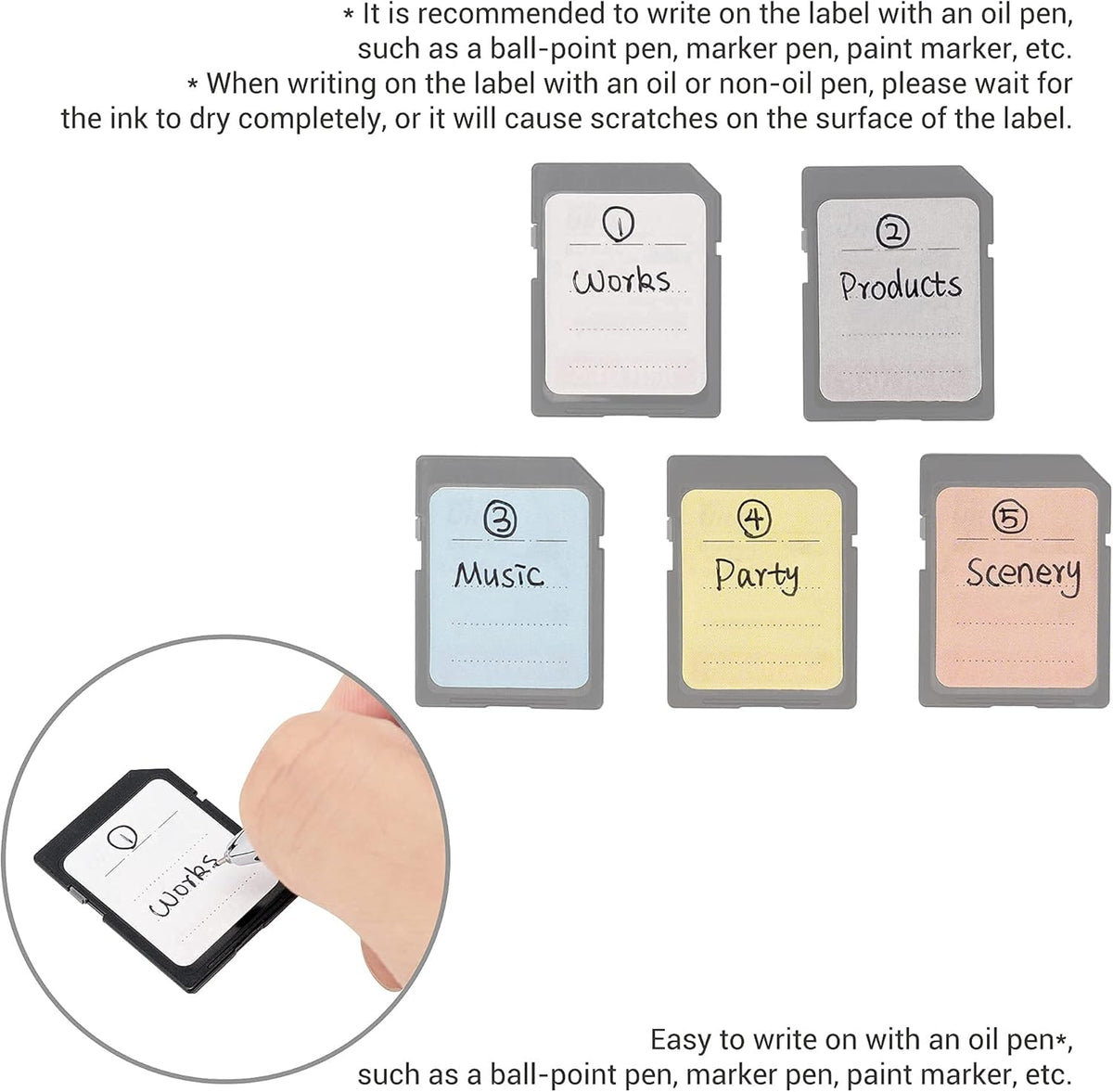 (120 Count) Multi-use Label Printable Stick-On Camera Memory Card Labels SD SDHC SDXC XQD CF CFexpress Type-B Card USB