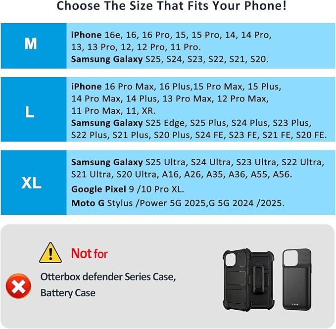 ACCKUO Phone Holster for Belt with Metal Clip and Magnetic Closure Compatible with iPhone 17 Pro Max, Galaxy S26/S25/S24/S23/S22/S21/S20 Ultra A17 A16 A26 A36 for Everyday Protection, XL-Blue
