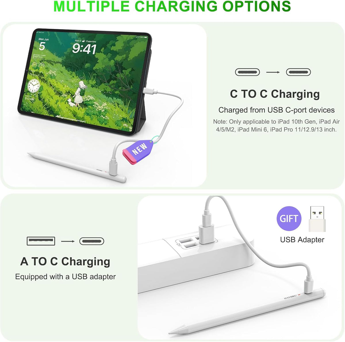 Stylus Pen for iPad 2018-2025: HATOKU 15 Mins Fast Charging Pencil Pro for iPad with Tilt Sensitivity Palm Rejection - Pen for iPad Air 3 4 5 M2 M3- Pro 11" 12.9" M4 - Mini 5 6-6 7 8 9 10 11th Gen