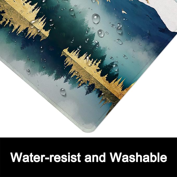 ITNRSIIET Mouse Pad with Stitched Edge Premium Textured Smooth Precise Operation Waterproof Washable Non-Slip Rubber Base Desktop Protection Mat, 10.2×8.3×0.12 inches, Landscape Forest