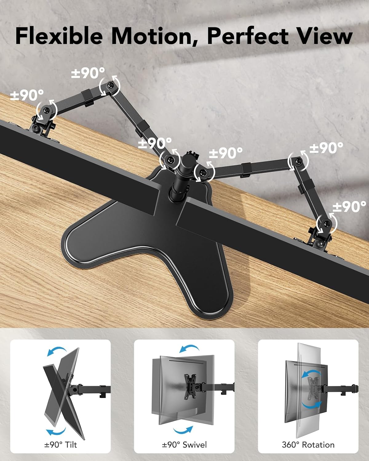 HUANUO 32 inches 17.6lbs 2 Dual Monitor Stand up to per Arm, High-Grade Aluminum Free Standing Dual Monitors Mount