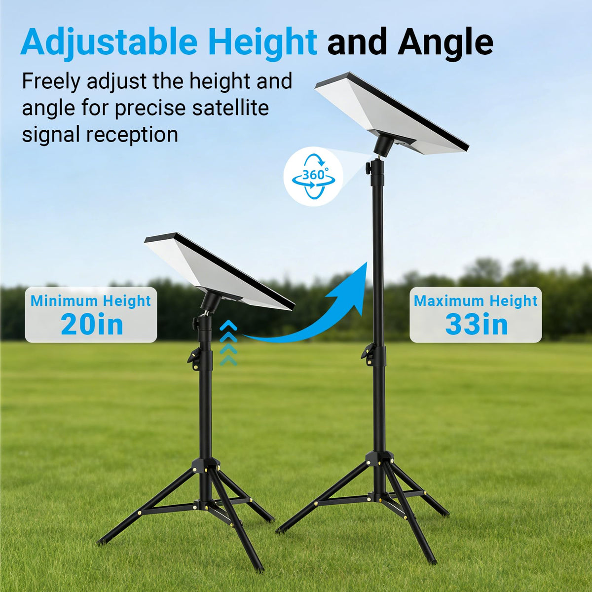 Starlink Mini Tripod Mount with Adapter - Height Adjustable & 360° Tilt, Compatible with Starlink Mini Terminal, Portable Sturdy Stand for RV Camping