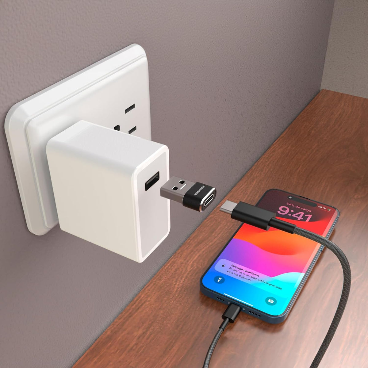 USB to USB C Adapter - iPhone 15, 16 Charging and Data Converter Type C Female to Type A Male, Compatible with Samsung Galaxy, iPad, Apple Watch