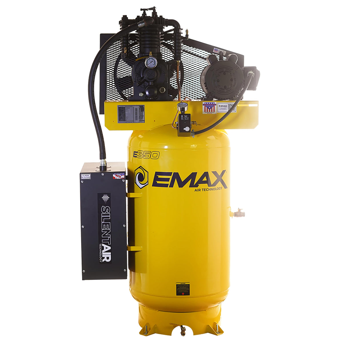 EMAX E350 Stationary Air Compressor - 5HP 80 Gal 2 Stage Silent Air System with Pressure Lubricated Pump & Quiet Design - ES05V0