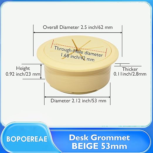 BOPOREAE 2 Pcs Desk Grommet 2-1/16" (53mm), Desk Hole Cover for Cables