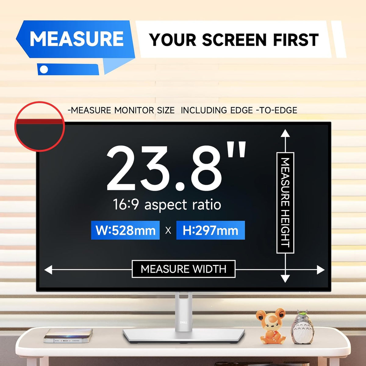 IPROKKO 【2 Pack】 23.8 inch Anti-Blue Light Monitor Screen Protector for 16:9 Widescreen,Removable Anti Glare Blue Light Blocking Screen Filter，LED PC Anti-UV Eye Protection Filter Film
