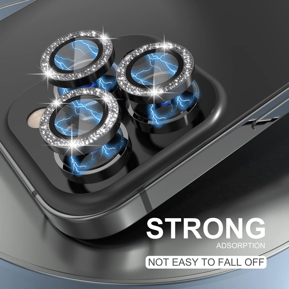 Choiche [3+1 for iPhone 14 Pro/iPhone 14 Pro Max Camera Lens Protector Bling, 9H Tempered Glass Camera Cover Screen Protector Metal Ring Decoration Accessories (Glitter-Black)