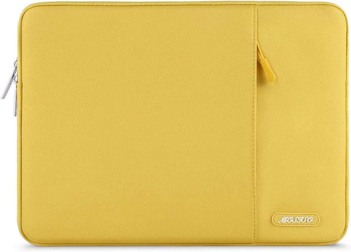 MOSISO Laptop Case 16 inch, 15-15.6 inch Laptop Sleeve Compatible with MacBook Pro 16 M4 M3 M2 M1, HP Acer Dell Lenovo ASUS Notebook, Polyester Vertical Computer Sleeve Bag with Pocket, Yellow