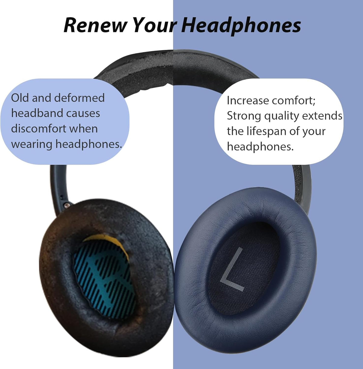 Headband Cushion Pad for Bose QuietComfort 45 QC45 QC35 Headset Head Cushion Cover Repair Part (Purple)