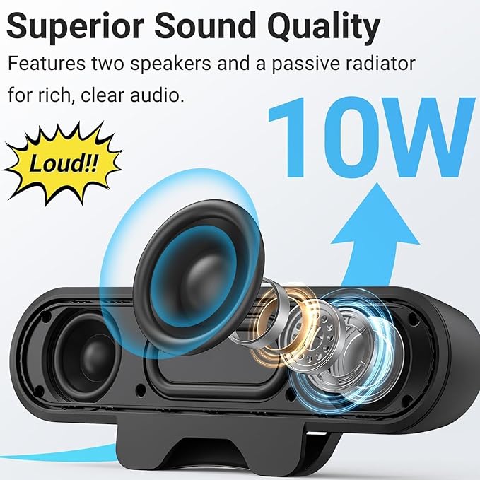 Yosoo Health Gear Computer Clamp Speaker 10W USB Powered Wired PC Black Speaker for Laptop PC Maximum Opening 10cm