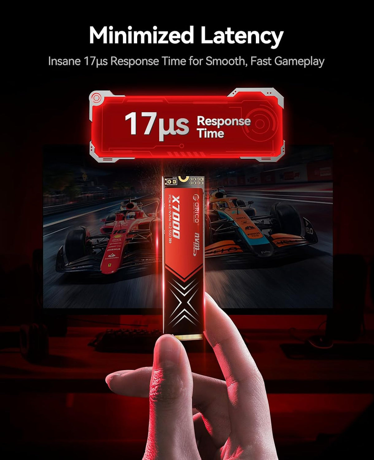 ORICO X7000 1TB NVMe SSD for Gaming, 7100MB/s Read Speed, 17μs Response Time, PCIe Gen 4 Internal Drive, PS5 & PC Compatibility, Comes with Heatsink for Enhanced Cooling and Multitasking