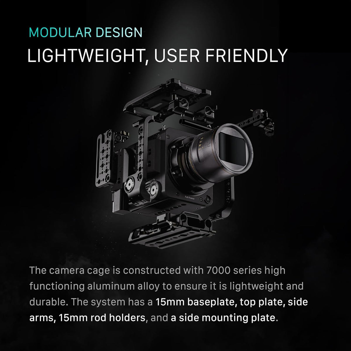 Tilta Camera Cage Compatible with Sony BURANO | Arri Rosettes, 1/4"-20 and 3/8"-16 Threads | w/Top Handle, Left/Right Side Arm, Battery Plate (Full Camera Cage Plus)