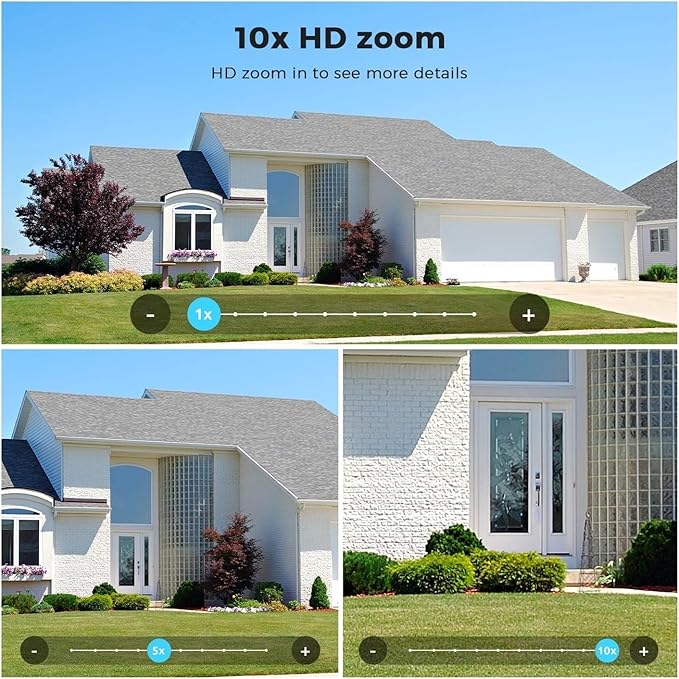 16MP WiFi Camera IP PTZ Three Screen 180° Wide Angle Auto Tracking 10X Digital Zoom 20MP Security Protection(EU Plug16MP NO SD Card)