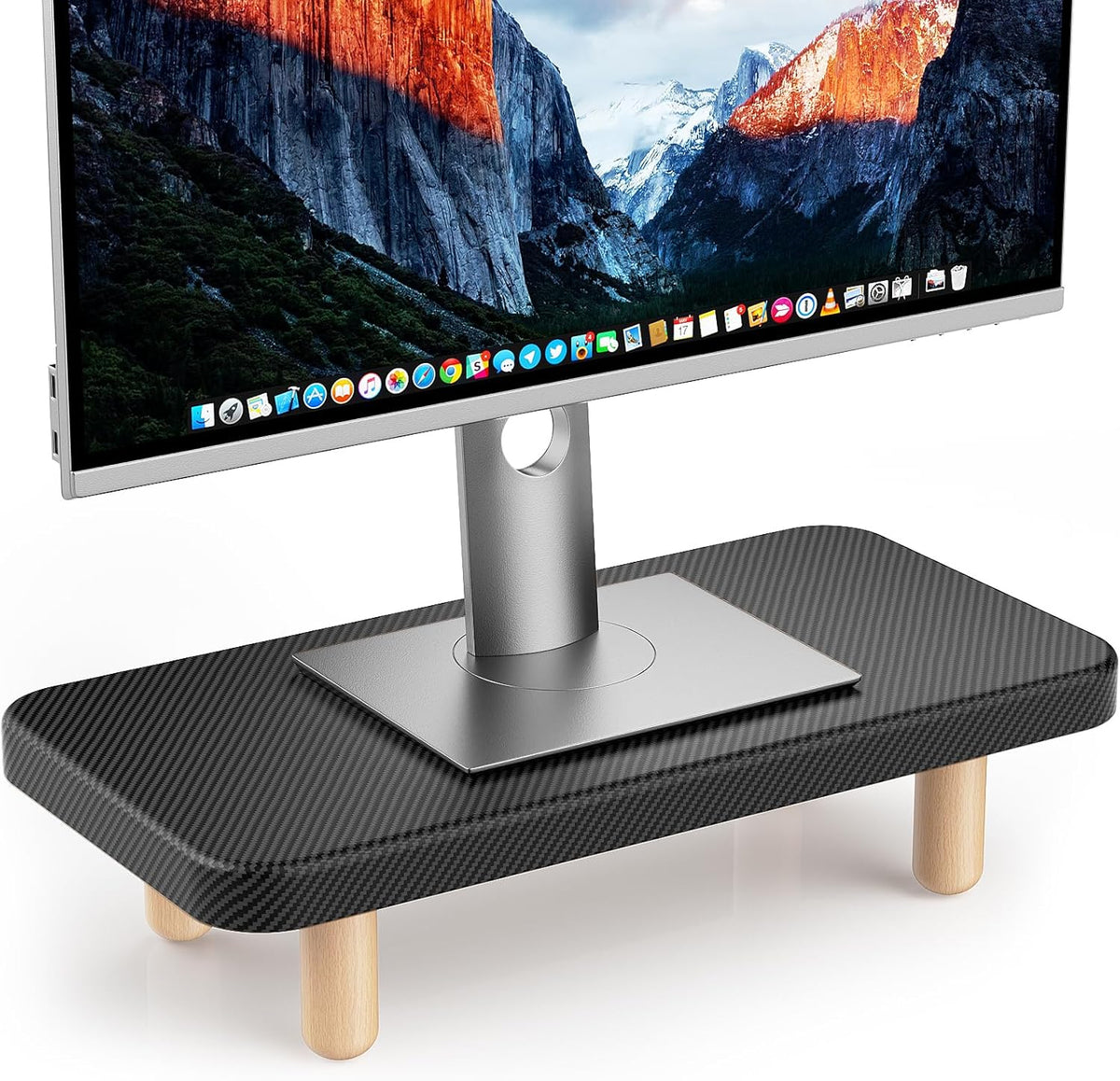16Inch Single Monitor Stand Riser, Wood Desk Organizer with Monitor Stand & Storage Computer Monitor and Laptop Riser