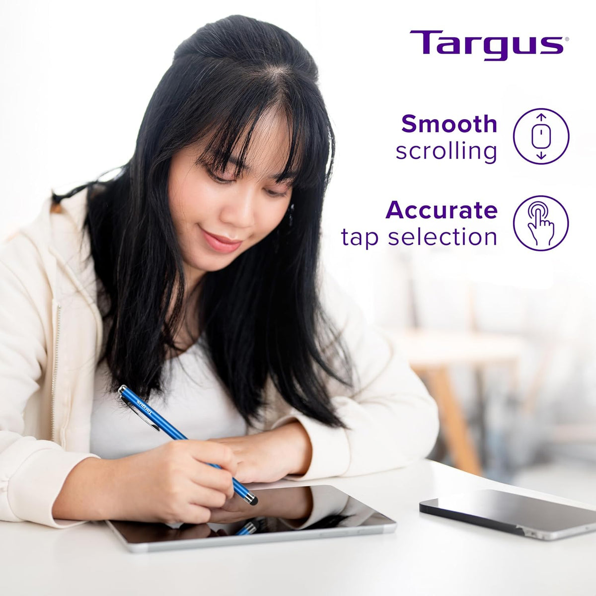 Targus Slim Stylus for Tablets and Smartphones, Metallic Blue (AMM1203US)