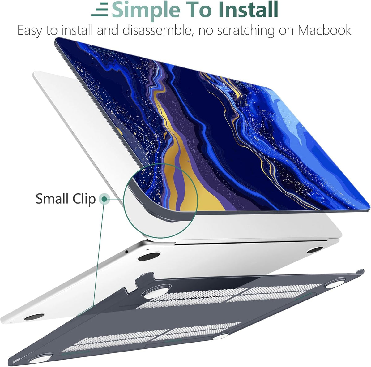 TWOLSKOO Compatible with M4 MacBook Air 13.6 inch Case 2025-2022 Release M4 A3240 M3 A3113 M2 A2681, Plastic Hard Shell & Keyboard Cover & Type C Adapter & Screen Protector, Abstract Marble