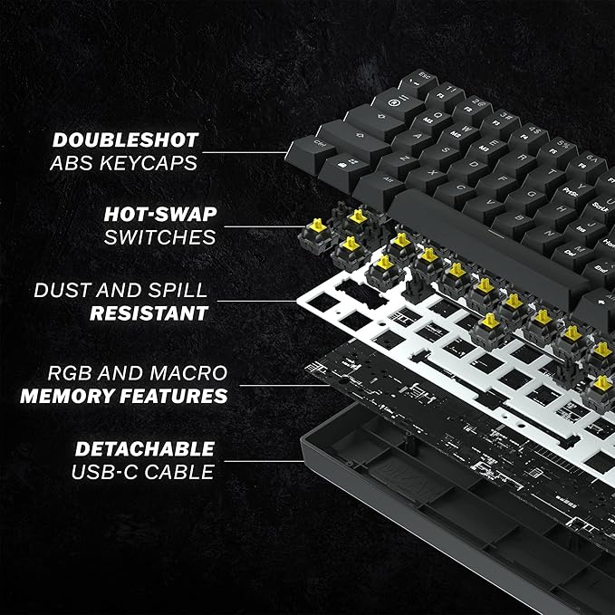 HK GAMING GK61s Mechanical Gaming Keyboard - 61 Keys Multi Color RGB Illuminated LED Backlit Wired Programmable for PC/Mac Gamer (Gateron Mechanical Blue Red)