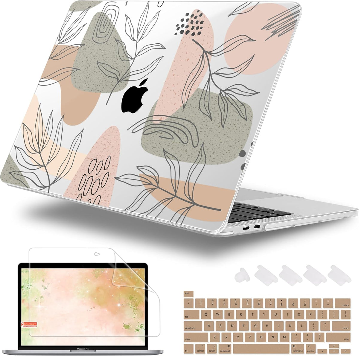 for MacBook Pro 16 inch Case 2019 2020 Release Model A2141, Plastic Hard Shell Cover with Keyboard Cover & Screen Protector for MacBook Pro 16 inch with Touch Bar & Touch ID - Tropical Leaves