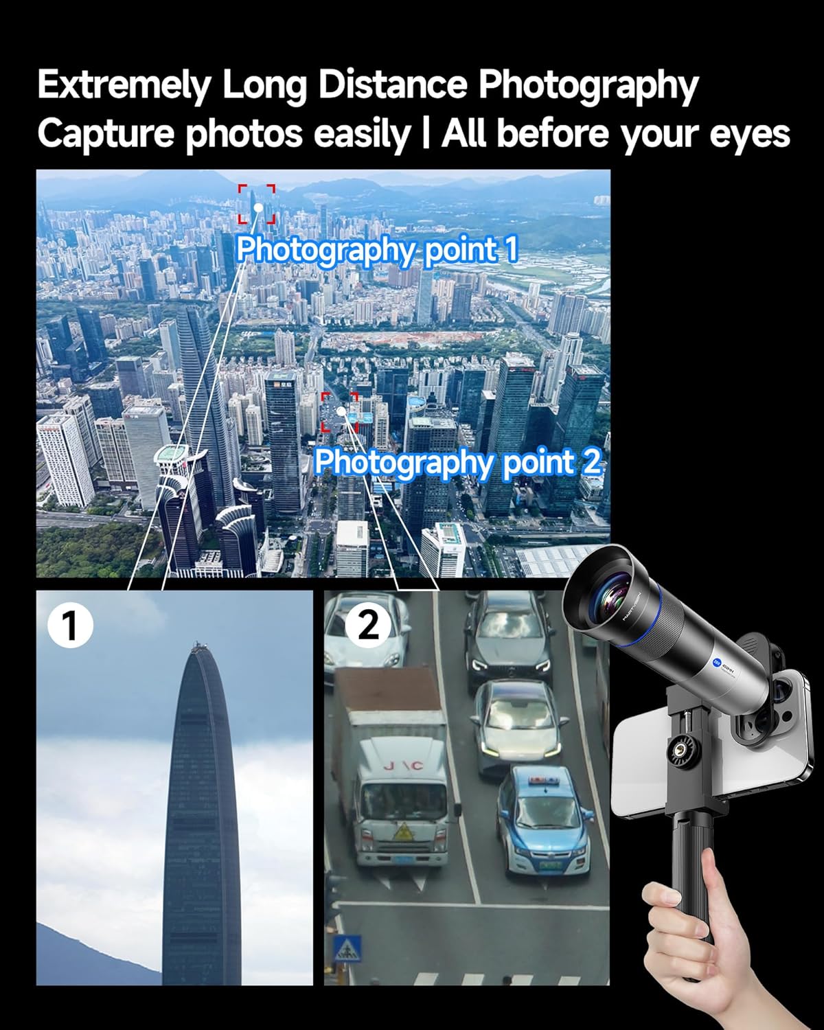 Phone Camera 28X HD Telephoto Lens, Night Filming Artifact, Long Distance/Portraits/Macro Photography, for Most iPhone 16 15 14 13 12 11 Samsung Smartphone