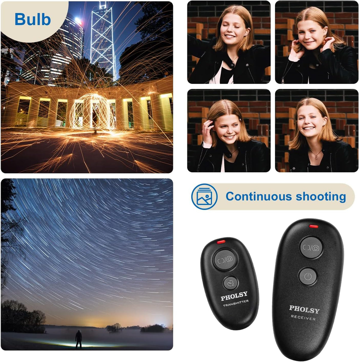 PHOLSY Wireless Remote Shutter Release C6 Compatible with Canon R8 R100 R7 R6 90D 250D 200D 850D SX50HS; for Olympus OM-1 EM1X EM1-II EM1-III EM5-III; for Fuji GFX100 X-H2S XT3 XT4 XT5 XT30; RS-60E3