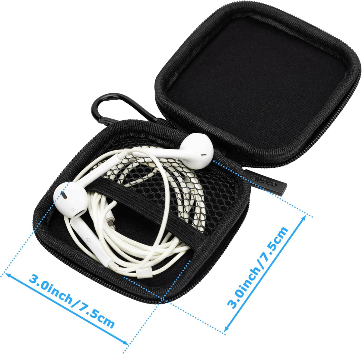 Ginsco Mini-Portable Hard Shell Square Earbuds Case for Apple EarPods/Samsung Galaxy Wired/Wireless Earbuds, Cell Phone