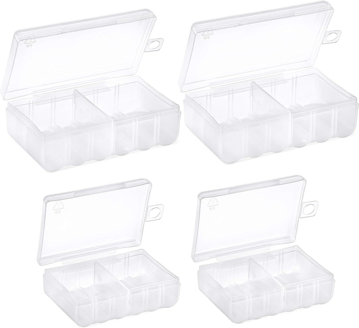 GlossyEnd Set 4 of - Two AA and Two AAA Battery Storage Box, Battery Storage Case, Battery Holder Clear