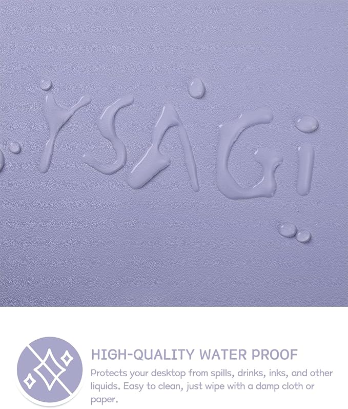 YSAGi Non-Slip Leather Desk Pad XL Size, Waterproof Laptop Computer Desk Keyboard Mat, Table Protector Blotter Mat, Large Mouse Pad for Office/Work/Home/Decor(Lavender, 47.2" x 23.6")-No Band