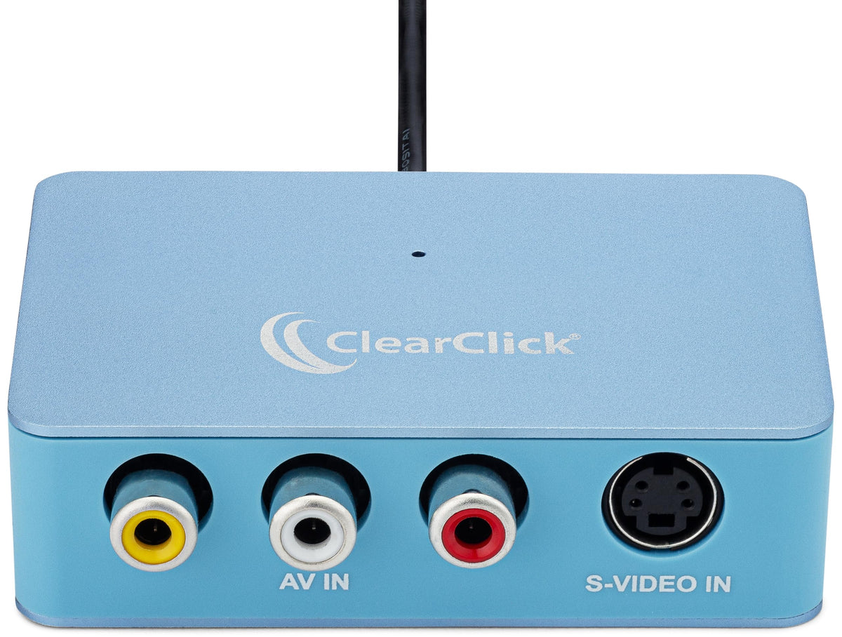 ClearClick Video to USB Lite - USB Audio Video Capture Device - Input AV, RCA, S-Video, VCR, VHS, Camcorder, Video8, Hi8, DVD, Retro Gaming Systems