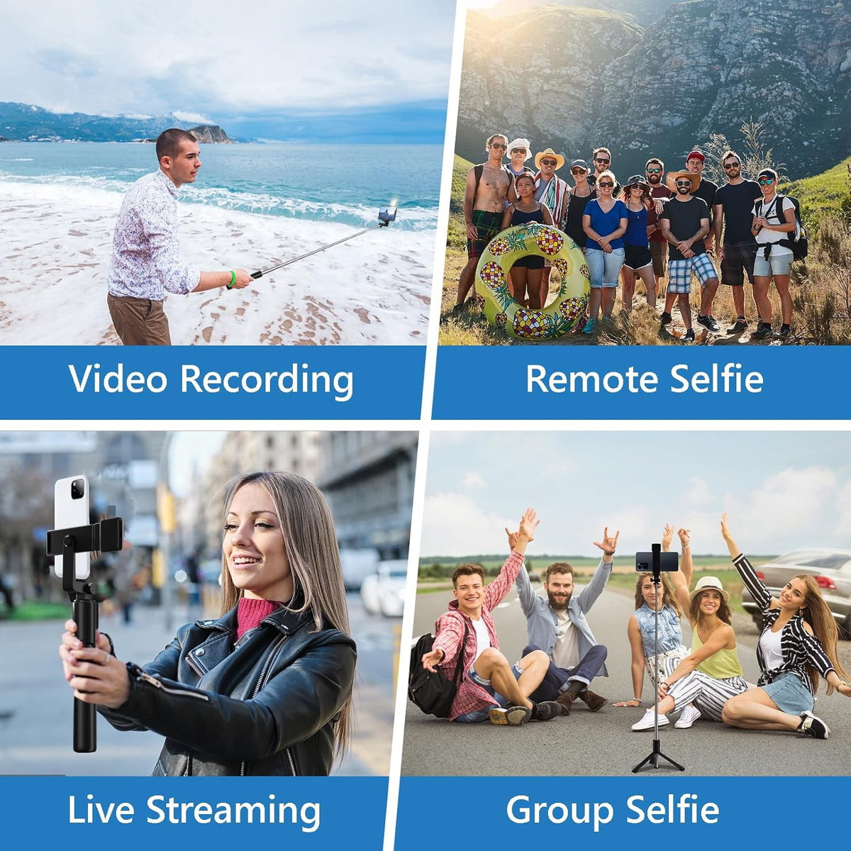 Selfie Stick, 40 in Retractable Phone Tripod with Wireless Remote Control & Light, Portable Selfie Stick Tripod for Photograph, Live Streaming, Video Recording, Compatible with All Cellphones