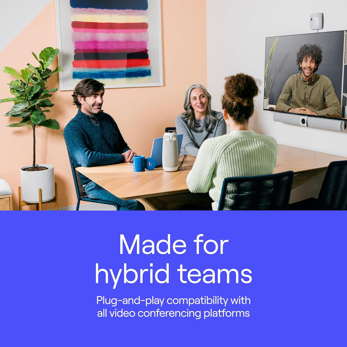 Owl Labs Meeting Owl 3 - 360° 1080p HD Conference Room Camera, AI-Driven Speaker-Tracking, 18-Foot Mic Pickup - Certified for Microsoft Teams - Works with Zoom, Google Meet - Plug & Play Setup