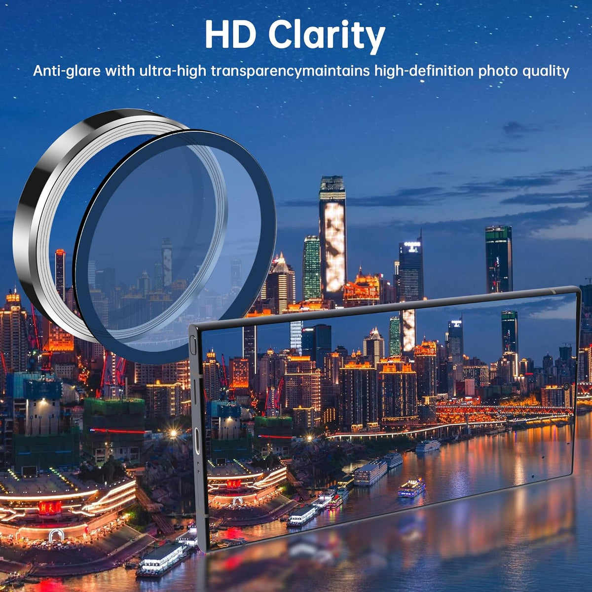 For Samsung Galaxy S23 Ultra Camera Lens Protector, Individual Lens Protector, Ultra HD 9H Tempered Glass Screen Protective Cover, Anti-scratch, Military Grade Drop Protection 2 Set. (Titanium Silver, S23 Ultra)