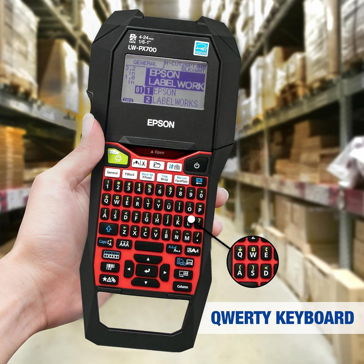 LABELWORKS Epson LW-PX700 Industrial Label Maker Kit - Compatible with Large Variety of Tape Types, Portable Handheld Label Printer