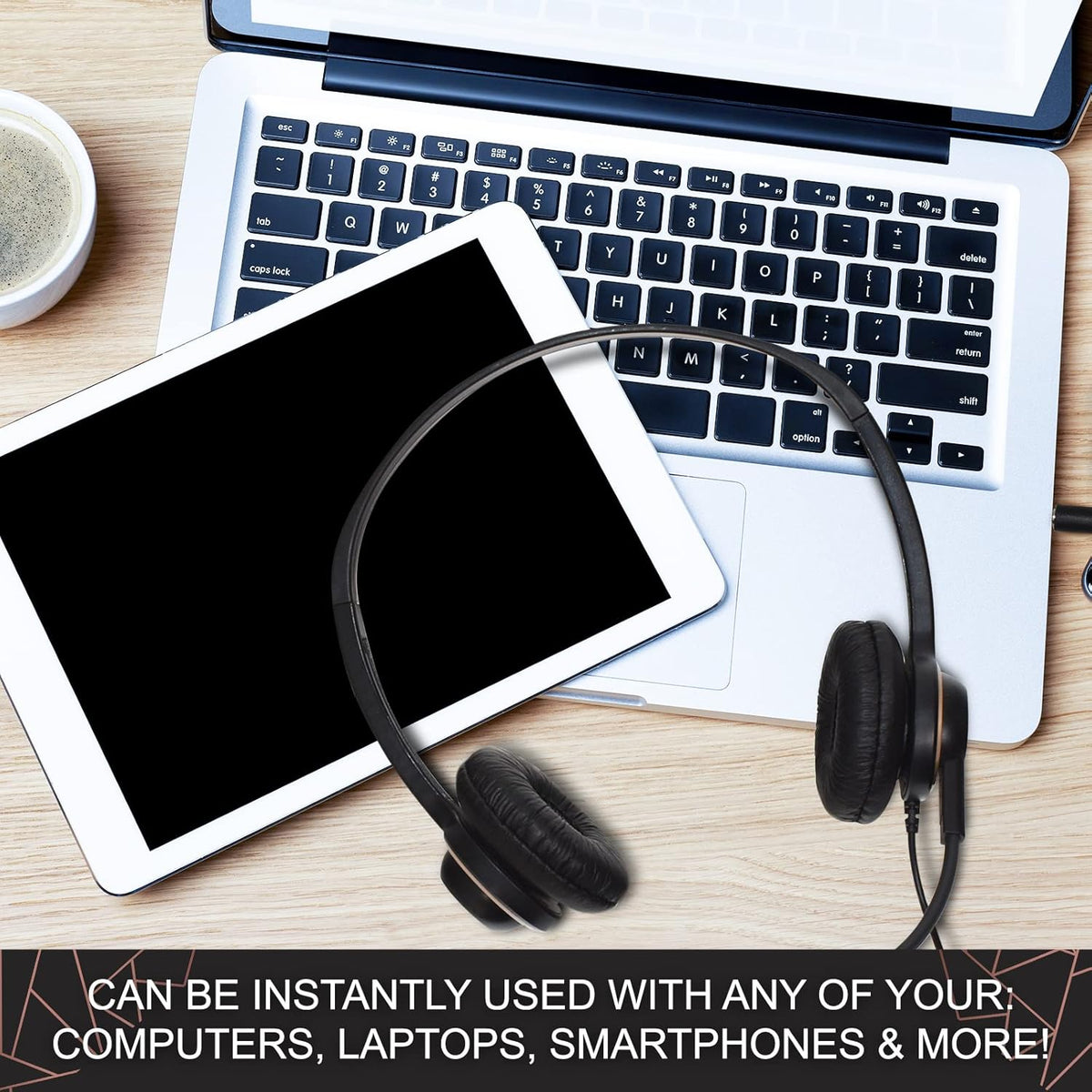 Headset with Microphone - Noise Canceling Computer Headset for Office, Meetings, Chat- Comfortable Over-Ear PC Headphones with Rotating Mic- 3.5 Jack for Universal Connectivity (1 Pack)