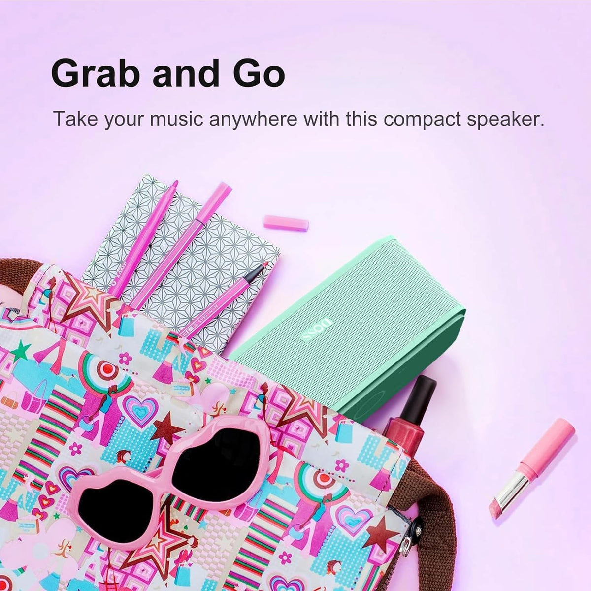 DOSS SoundBox Touch Wireless Bluetooth Speaker with 12W HD Sound and Bass, IPX5 Water-Resistant, 20H Playtime, Handsfree, Portable for Office, Home, Outdoor, Travel-Green