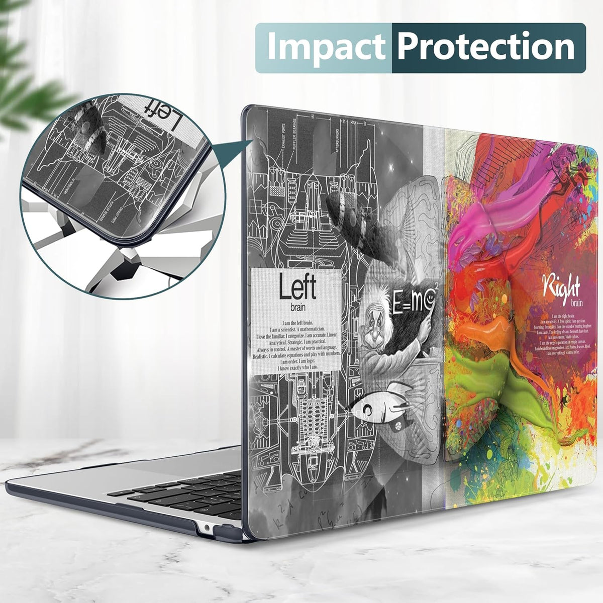 TWOLSKOO for M4 MacBook Air 13.6 inch Case 2025-2022 Release M4 A3240 M3 A3113 M2 A2681, Plastic Hard Shell & Screen Protector & Keyboard Cover & Trackpad Film, Creative Brain
