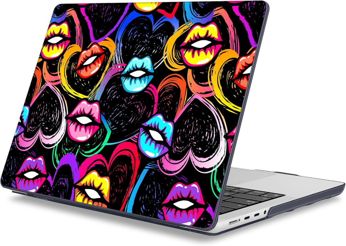 Mektron Case for 2025 MacBook Pro 16" M4 A3403 A3186 M3 A2991 M2 A2780 M1 A2485 (2021/2023/2024) Pro/Max with Touch ID, Hard Shell Plastic Laptop Cover Keyboard Cover Screen Protector, Colorful Lips