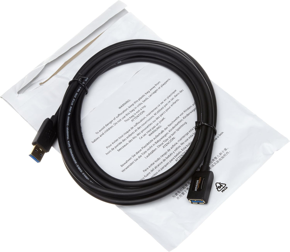 3.0 9.8-Foot 4.8Gbps, 3 Amazon Basics USB Extension Cable, High-Speed Data Transfer, Male to Female, Gold-Plated