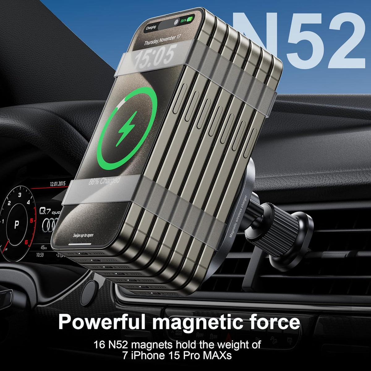 for Qi2 15W Wireless MagSafe Car Mount Charger Cup Phone Holder,15W Fast Charging Charger Phone Holder Mount for iPhone 16/15/14/13/12, Galaxy S25, Fast Charging for Magnetic iPhone Car Accessories