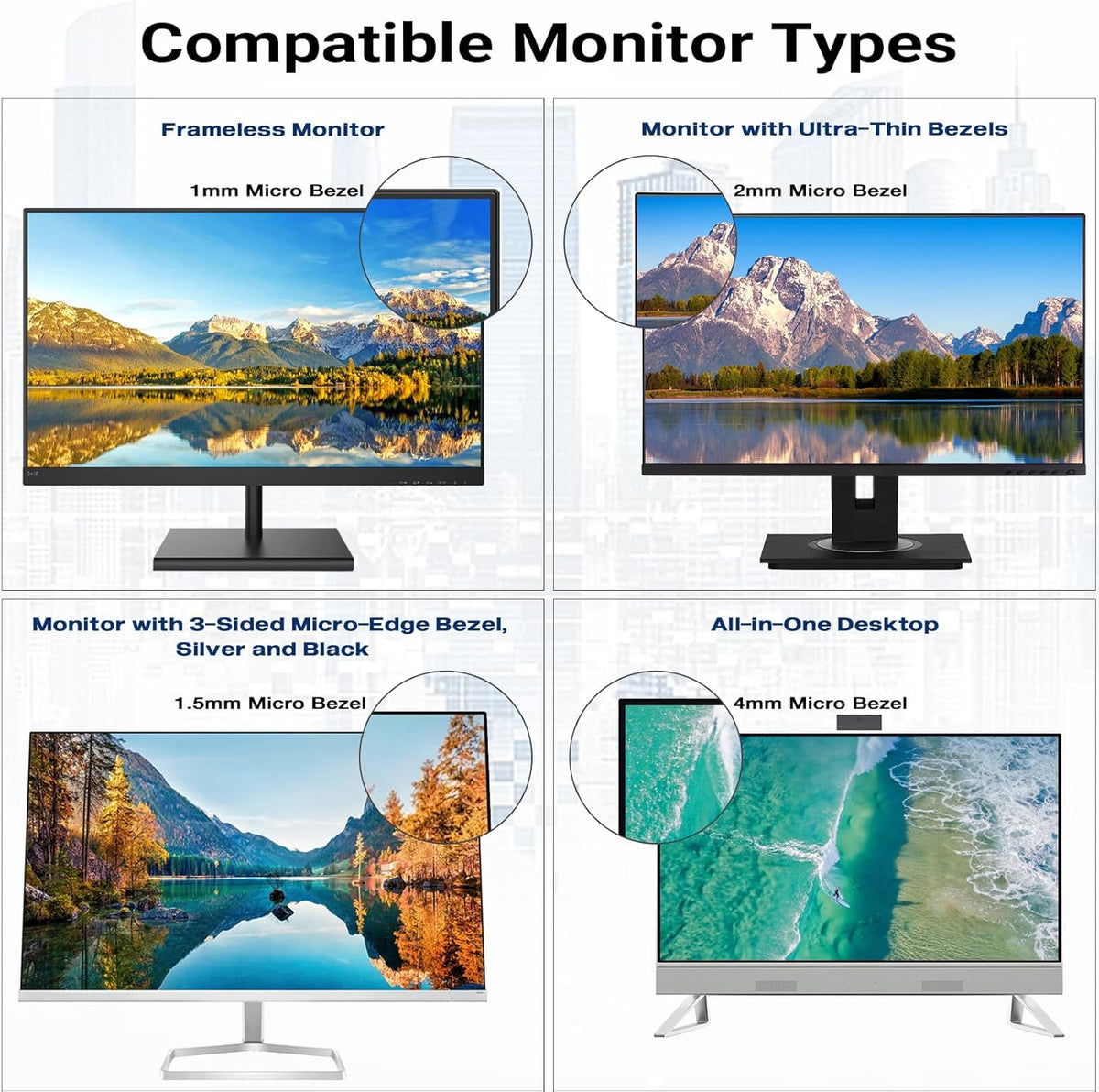 FILMEXT [2 Pack 21.5 Inch Computer Privacy Screen Filter for 16:9 All-in-One Desktop/Frameless Monitor- Removable Blue Light UV Blocking Privacy Shield for Thin Bezel Computer